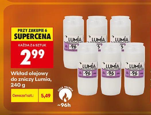 Wkład olejowy do zniczy Lumia promocja w Biedronka