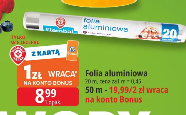 Folia aluminiowa Elembal 50 m promocja w Leclerc