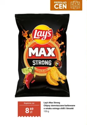 Chipsy ziemniaczane karbowane Lay's Max Strong o smaku ostrego chilli i limonki promocja w Biedronka