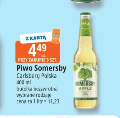 Piwo Somersby Apple 400ml promocja w Leclerc