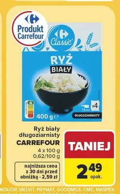 Ryż biały długoziarnisty Carrefour Classic promocja w Carrefour