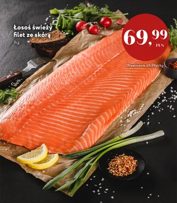 Łosoś świeży filet ze skórą promocja w Market Point