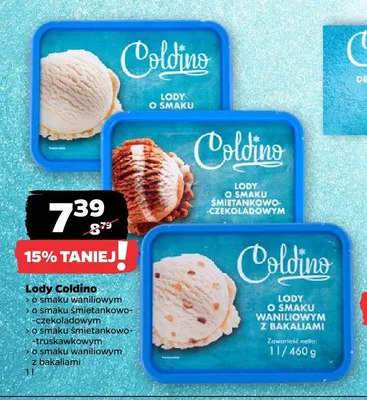 Lody o smaku waniliowym z bakaliami Coldino promocja w Netto