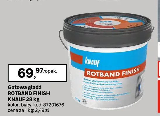 Gotowa gładź Knauf Rotband Finish promocja w Leroy Merlin