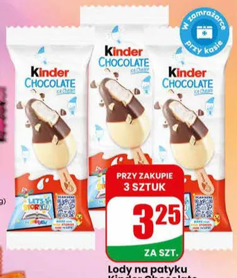 Lody na patyku Kinder Chocolate promocja w Dino