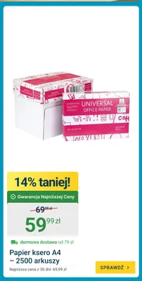 Papier ksero A4 2500 arkuszy Universal promocja w ERLI
