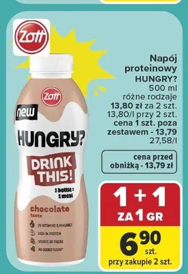 Napój proteinowy Zott Hungry? Drink This! promocja w Carrefour Market