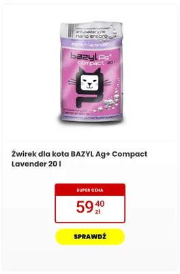 Żwirek dla kota BAZYL Ag+ Compact Lavender promocja w Media Expert