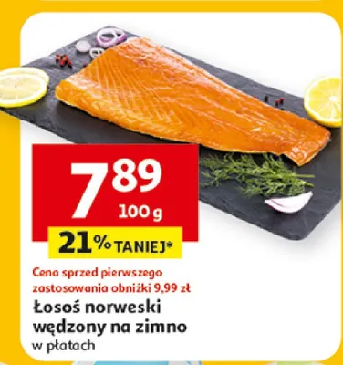Łosoś norweski wędzony na zimno w plastach promocja w Auchan