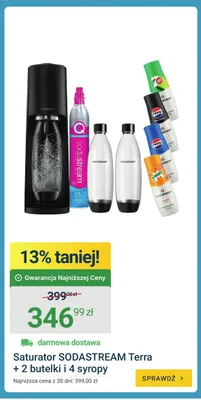 Saturator Sodastream Terra + 2 butelki i 4 syropy promocja w ERLI