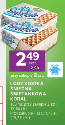 Lody śnieżna śmietankowa Koral promocja w Stokrotka