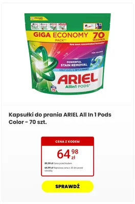 Kapsułki do prania Ariel All In 1 Pods Color promocja w Media Expert