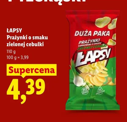 Prażynki o smaku zielonej cebulki Łapsy promocja w Lidl