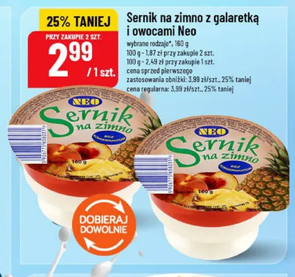 Sernik na zimno z galaretką i owocami Neo ananas promocja w POLOmarket