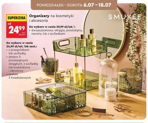 Organizer na kosmetyki z przegródkami Smukee promocja w Biedronka