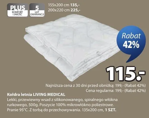 Kołdra letnia LIVING MEDICAL promocja w Jysk