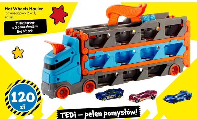 Transporter Hauler tor wyścigowy 2 w 1 Hot Wheels promocja w Tedi