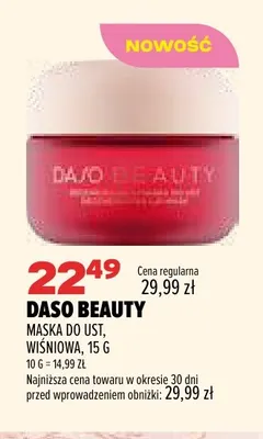 Maska do ust wiśniowa Daso Beauty promocja w Drogerie Natura
