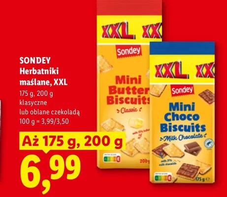 Herbatniki maślane XXL oblane czekoladą Sondey promocja w Lidl