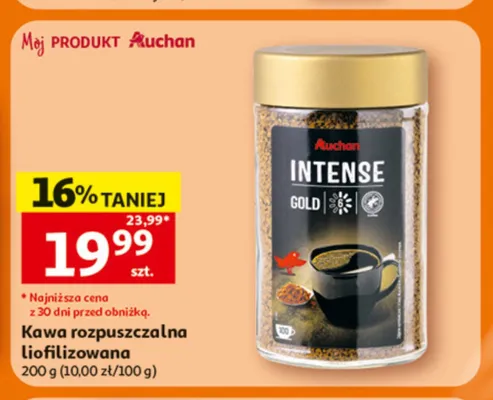 Kawa rozpuszczalna liofilizowana Auchan Intense Gold promocja w Auchan