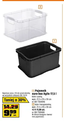 Pojemnik euro-box Agilo czarny 17,5 l promocja w OBI