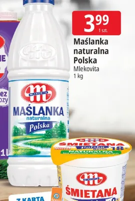 Maślanka naturalna Polska Mlekovita promocja w Leclerc