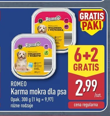 Karma mokra dla psa Romeo cielęcina i warzywa promocja w Aldi