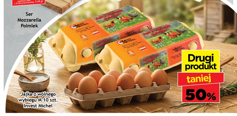 Jajka kurze z wolnego wybiegu M Invest Michel promocja w Gram Market
