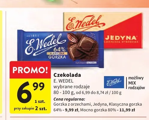 Czekolada E. Wedel Klasyczna gorzka 64% promocja w Intermarche