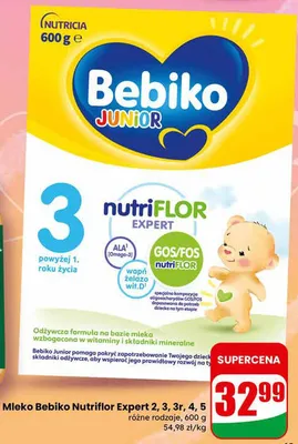 Mleko Bebiko Nutriflor Expert 2, 3, 3r, 4, 5 różne rodzaje promocja w Dino