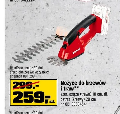 Nożyce do krzewów i traw akumulatorowe Einhell promocja w OBI