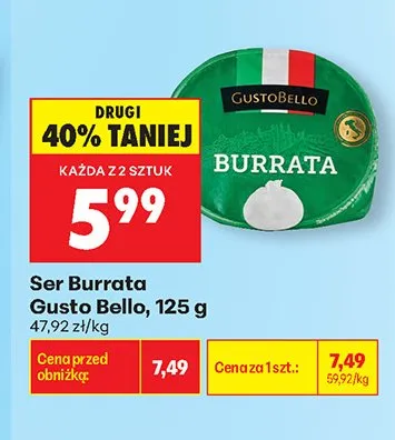 Ser Burrata Gusto Bello promocja w Biedronka