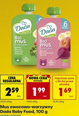 Mus owocowo-warzywny BIO banan brzoskwinia burak promocja w Biedronka