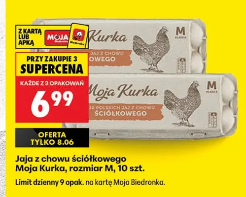 Jaja z chowu ściółkowego Moja Kurka rozmiar M promocja w Biedronka
