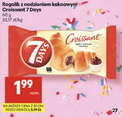 Rogalik z nadzieniem kakaowym Croissant 7 Days promocja w Delikatesy Centrum