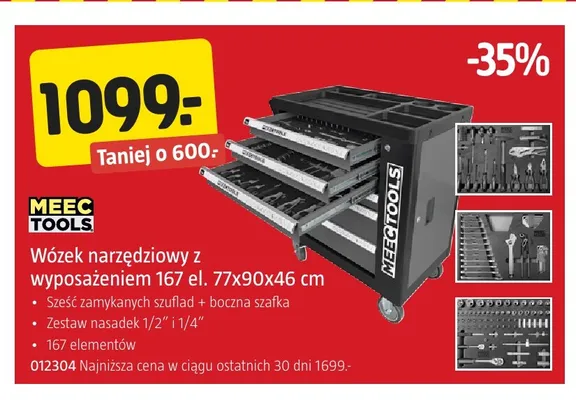 Wózek narzędziowy z wyposażeniem Meec Tools promocja w Jula