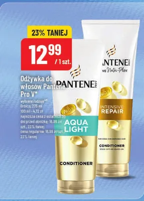 Odżywka do włosów Pantene Pro V wybrane rodzaje Braun, 200 ml 100 ml - 6,50 zł. Najniższa cena z ostatnich 30 dni przed obniżką 16,90 zł (-23% taniej) Cena regularna 16,98 zł (-23% taniej) promocja w POLOmarket