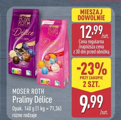 Praliny Délice MOSER ROTH promocja w Aldi