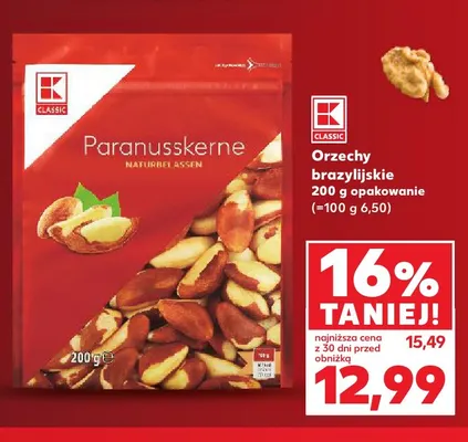 Orzechy brazylijskie K-Classic promocja w Kaufland
