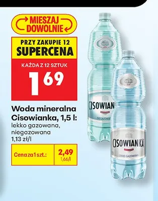Woda mineralna lekko gazowana Cisowianka promocja w Biedronka