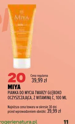 Pianka do mycia twarzy głęboko oczyszczająca Miya z witaminą C promocja w Drogerie Natura