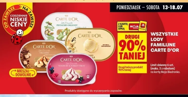 Lody familijne Carte D'Or promocja w Biedronka