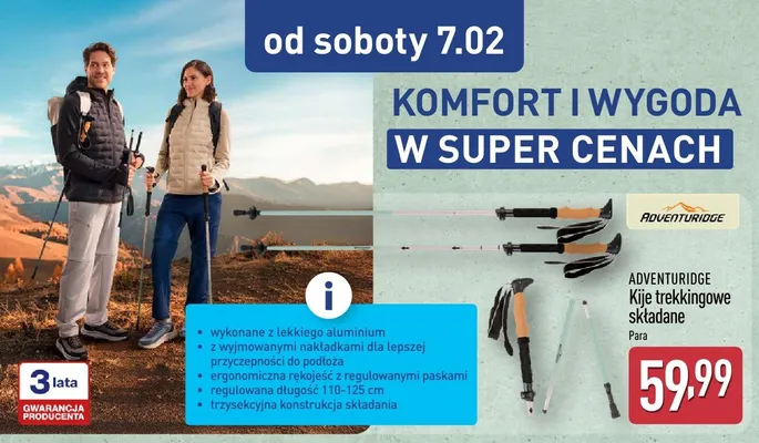 Kije trekkingowe składane  promocja w Aldi