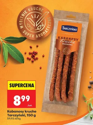 Kabanosy kruche wieprzowe Tarczyński premium promocja w Biedronka