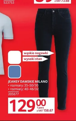 Jeansy damskie MILANO wąskie nogawki wysoki stan promocja w Selgros