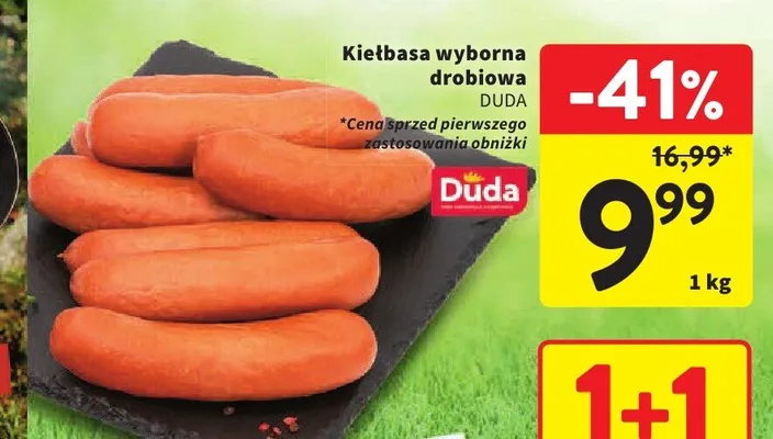 Kiełbasa wyborna drobiowa Duda promocja w Intermarche