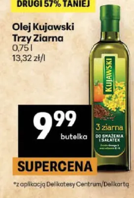 Olej rzepakowy Kujawski Trzy Ziarna promocja w Delikatesy Centrum