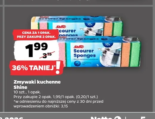 Zmywaki kuchenne Shine 10-pak promocja w Netto