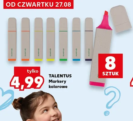 Markery kolorowe Talentus 8-pak promocja w Kaufland