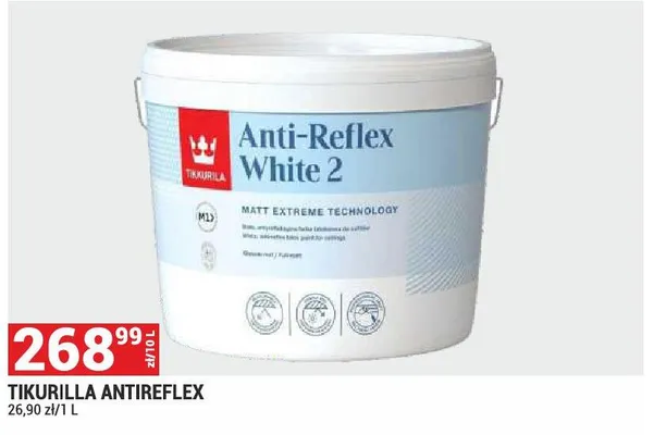 Tikurilla Antireflex farba lateksowa matowa do sufitów promocja w Merkury Market